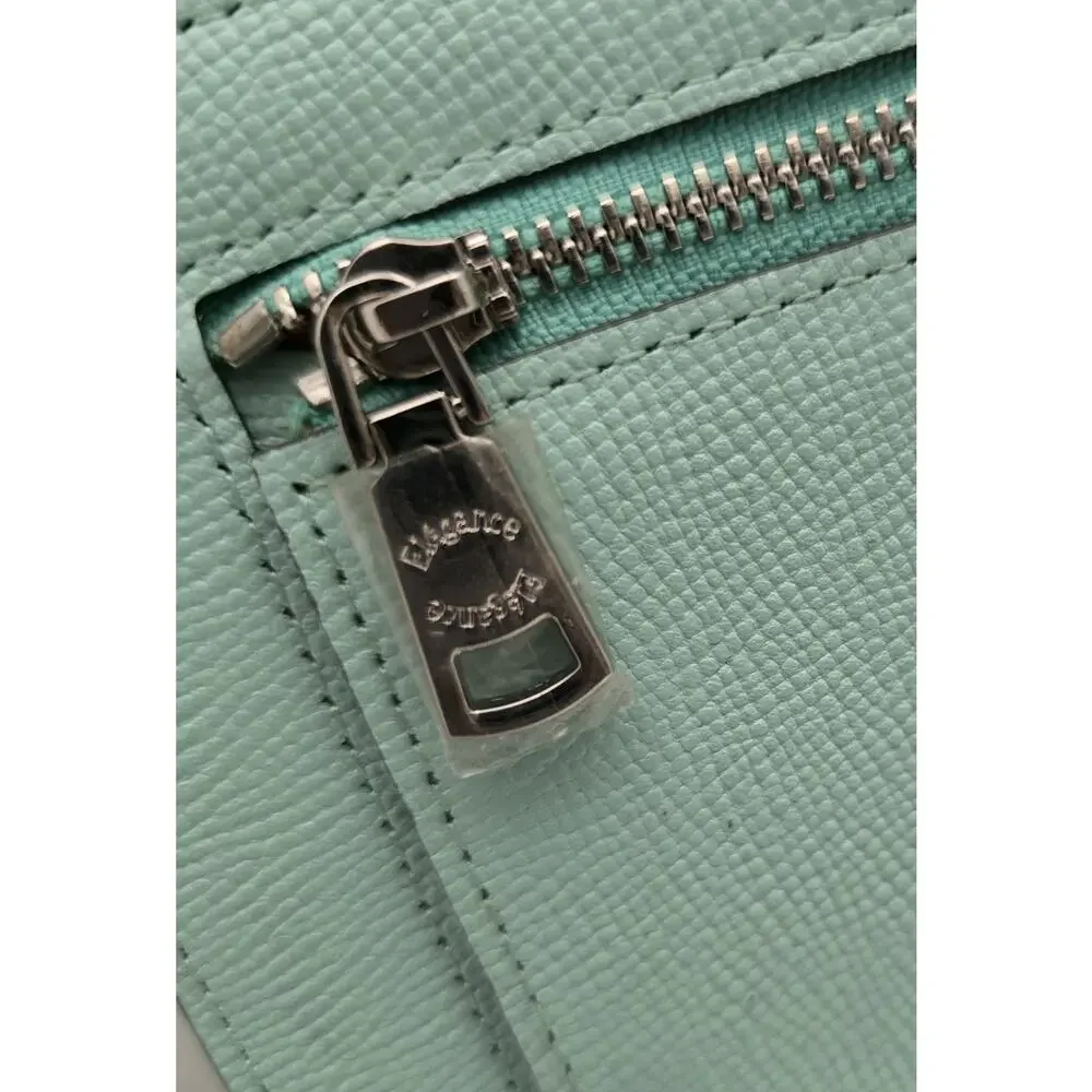 Elegance Paris Genuine Lt Turquoise Crossbody Bag Purse Converts to Clutch NEW